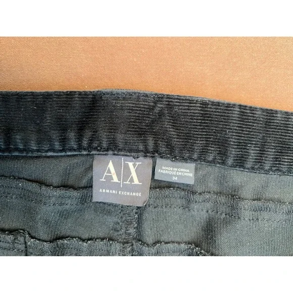 Armani Exchange Mens Black Corduroy Moto Biker Pants Zipper Detail Size 34 - Picture 4 of 8